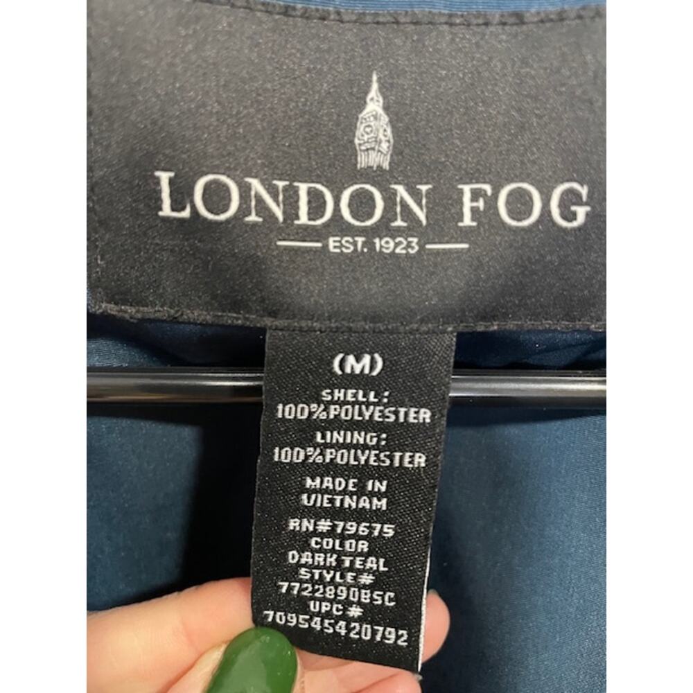 London Fog Women's Water Resistant Single Breasted Trench Coat Dark Teal Sz Med - Picture 8 of 10